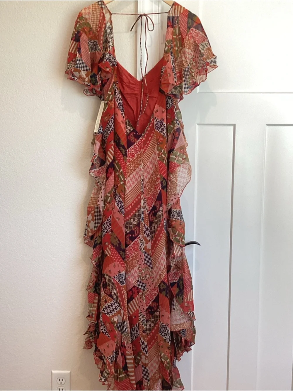 Love The Label Belinda Asymmetrical Ruffle Dress Anthropologie Boho NEW Medium